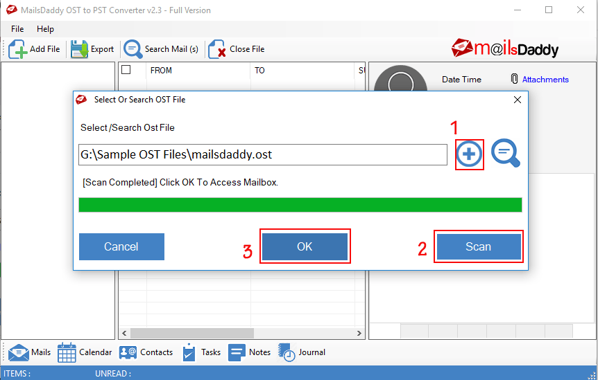 screenshot of MailsDaddy OST to PST Converter